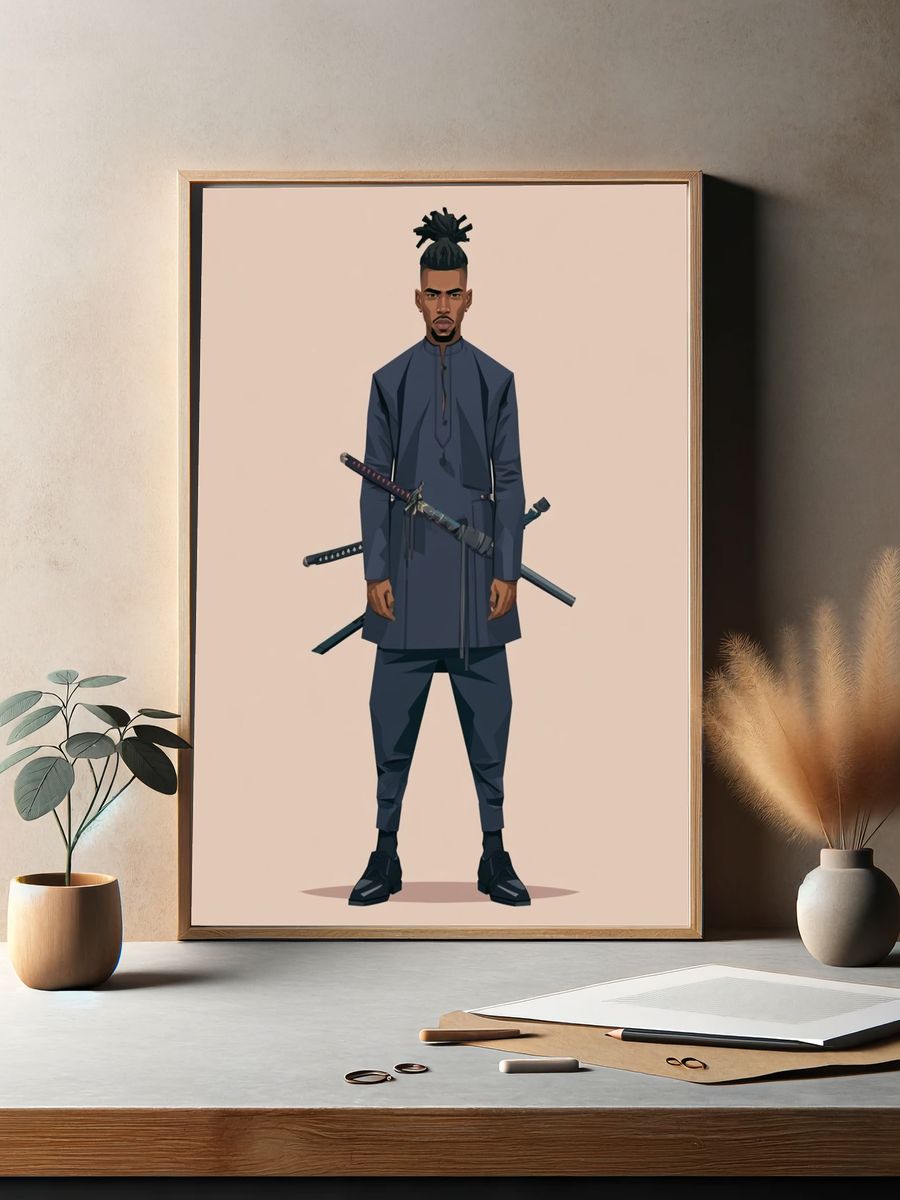 Samurai Warrior Illustration Poster. — room view 2