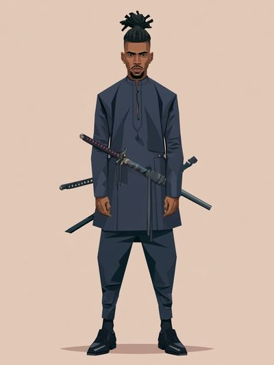 Samurai Warrior Illustration Poster.