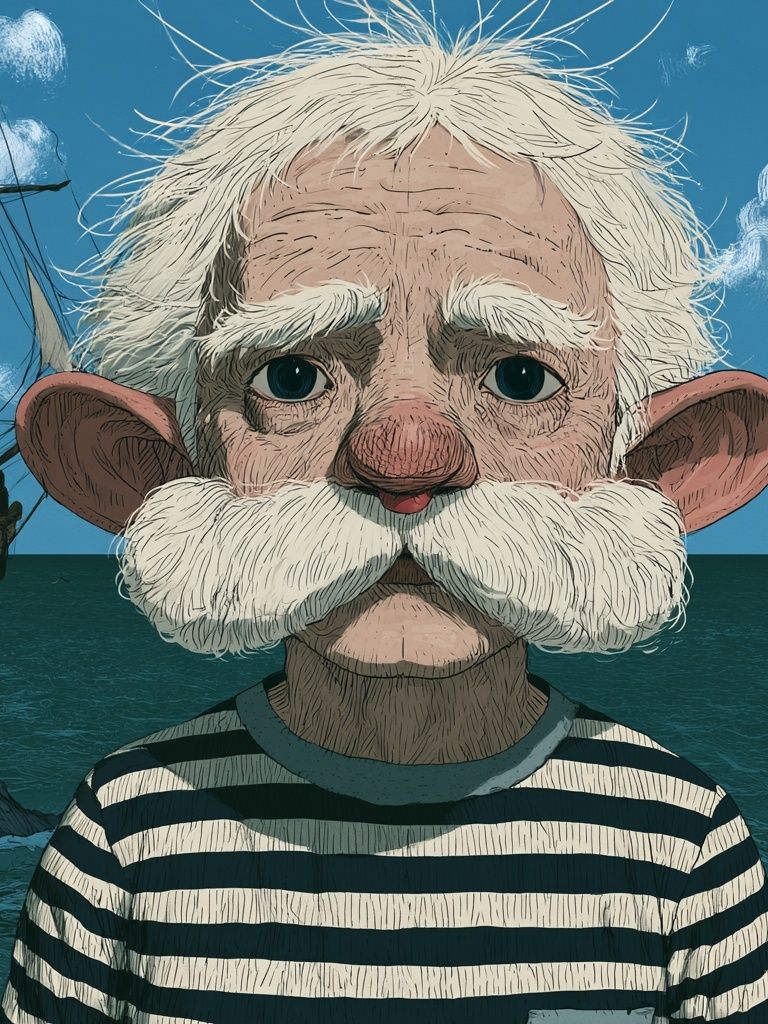 Seafarer Portrait Illustration Poster. poster — illustration art