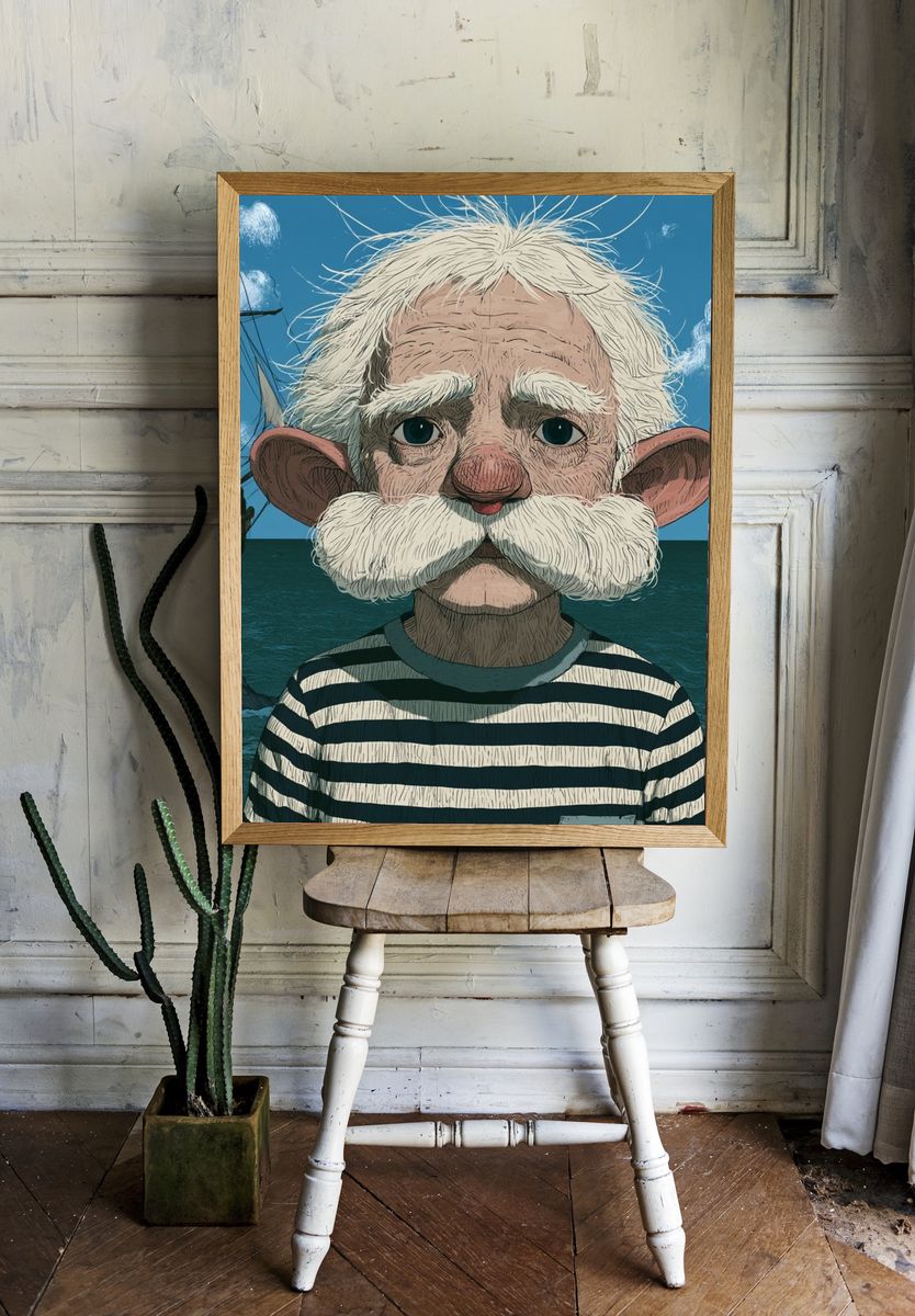 Seafarer Portrait Illustration Poster. room preview