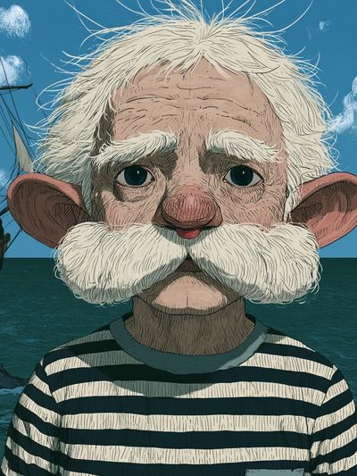 Seafarer Portrait Illustration Poster.