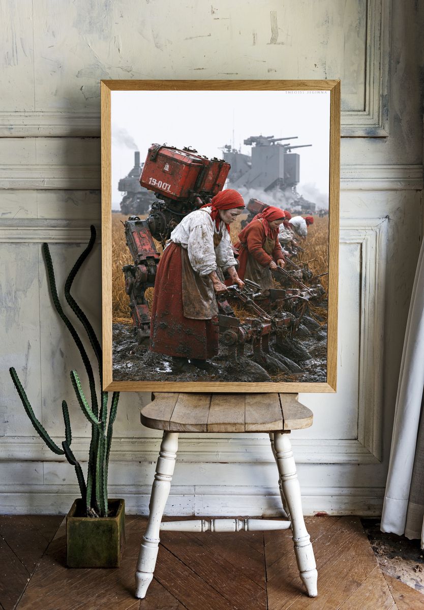 Mecha Harvest Field Poster. — room view 1