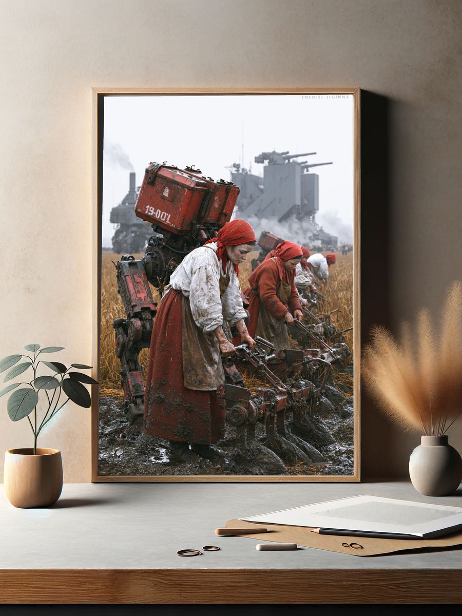 Mecha Harvest Field Poster. — room view 2