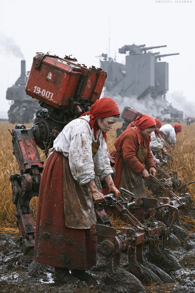 Mecha Harvest Field Poster. poster