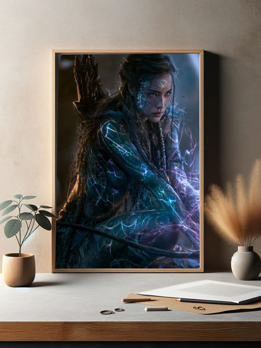 Mystic Forest Warrior Portrait Print. — room view 2