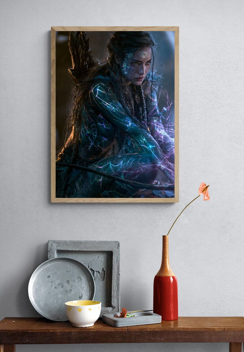 Mystic Forest Warrior Portrait Print. — room view 3