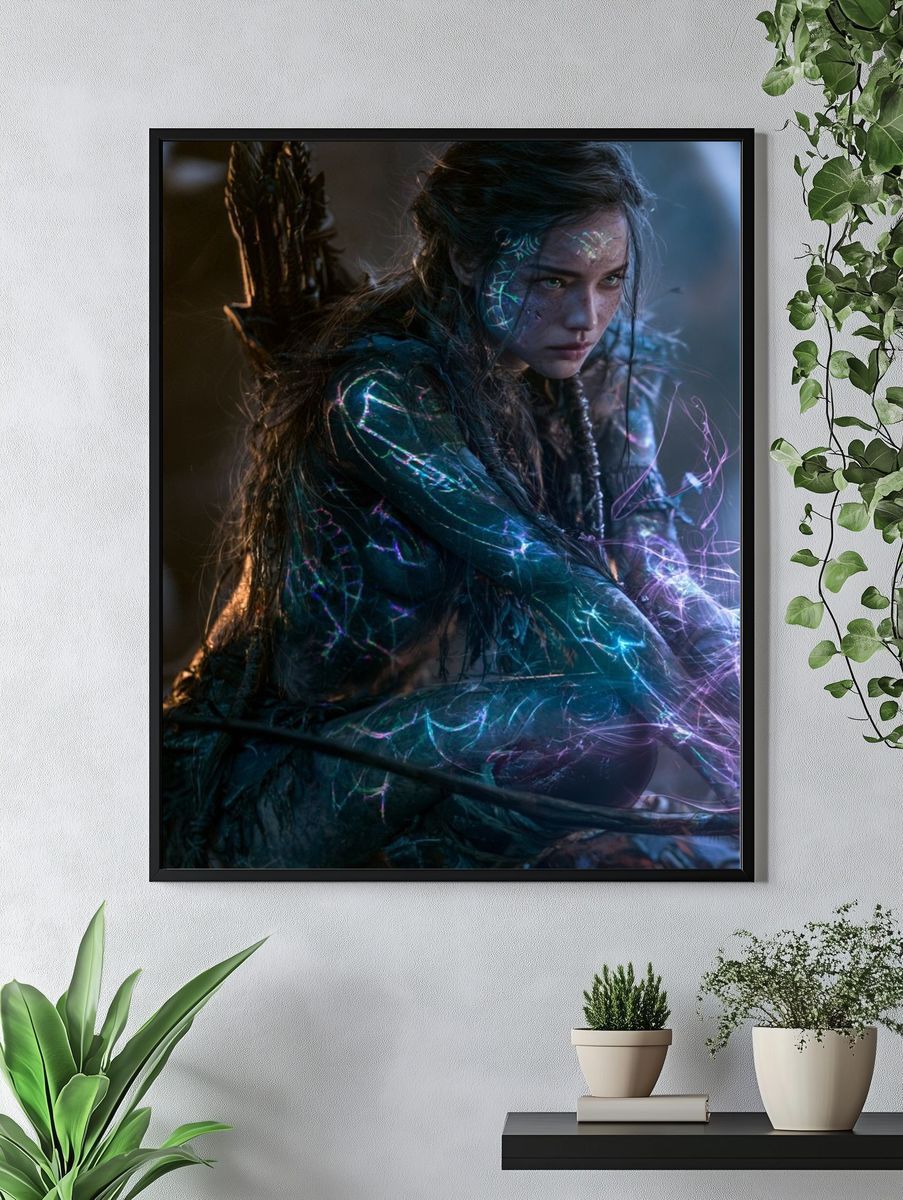 Mystic Forest Warrior Portrait Print. — room view 4