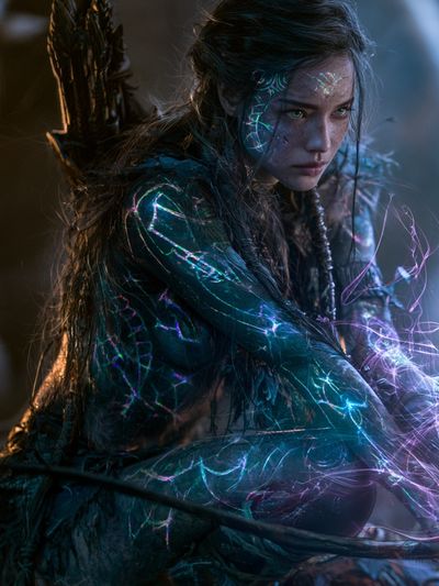 Mystic Forest Warrior Portrait Print. poster