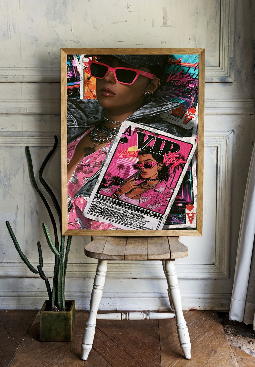 Neon Vice Portrait Poster. room preview