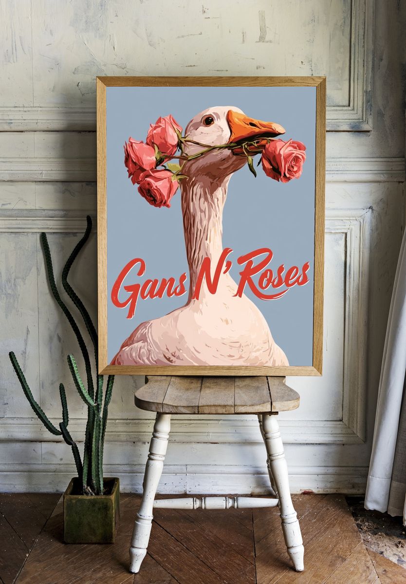 Gans N' Roses Typography Poster. — room view 1