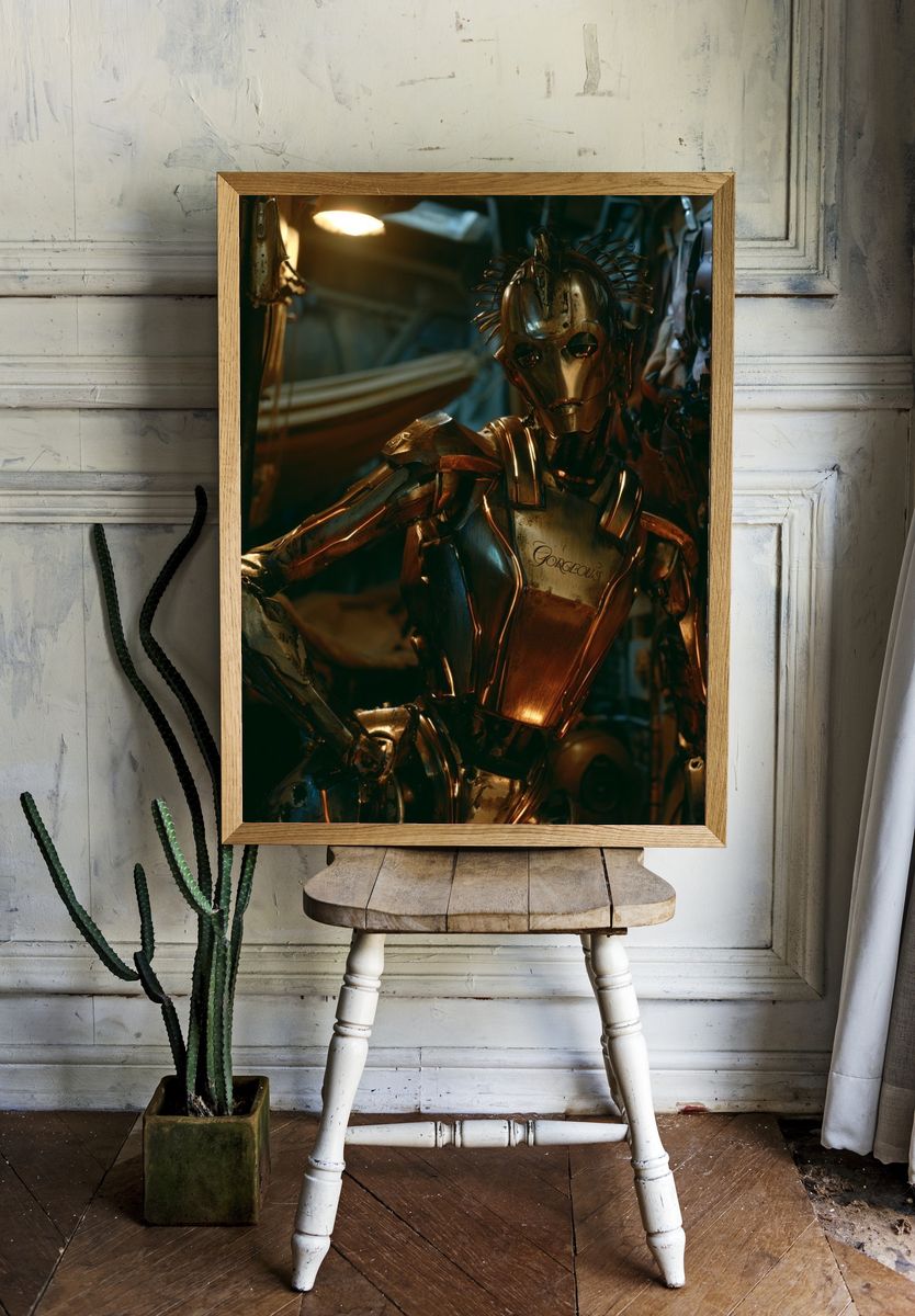 Golden Cyberpunk Android Poster. — room view 1
