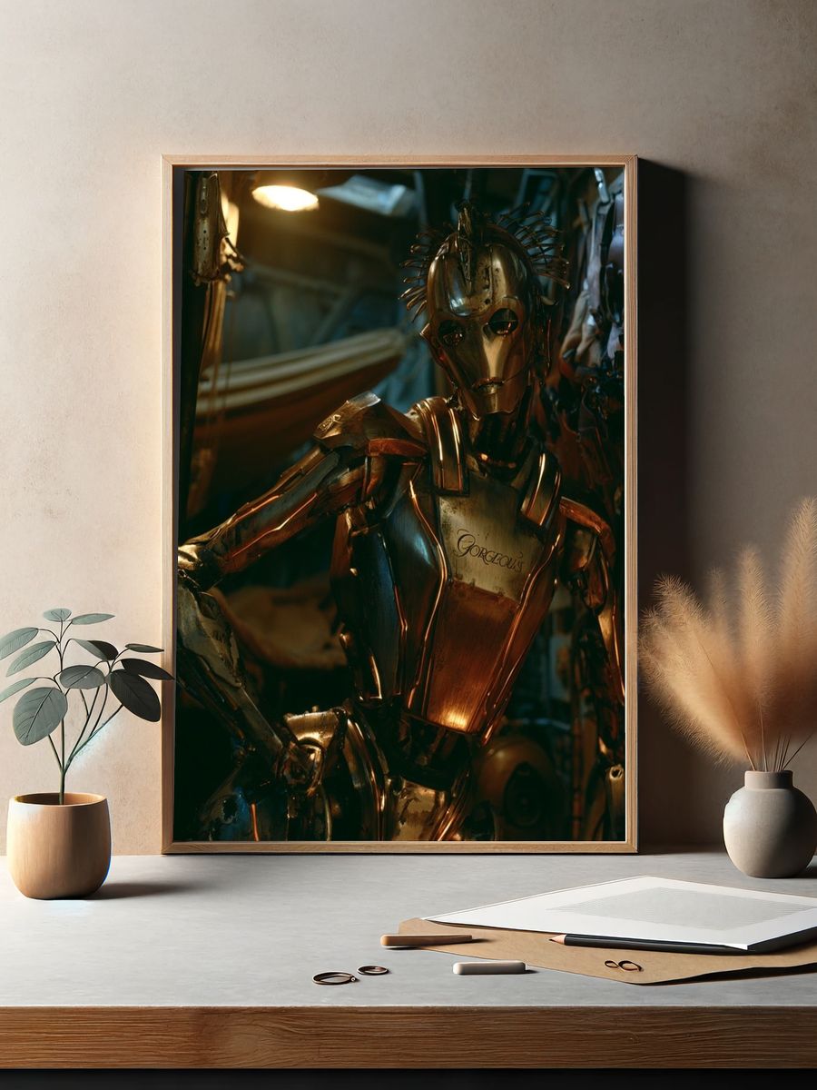 Golden Cyberpunk Android Poster. — room view 2