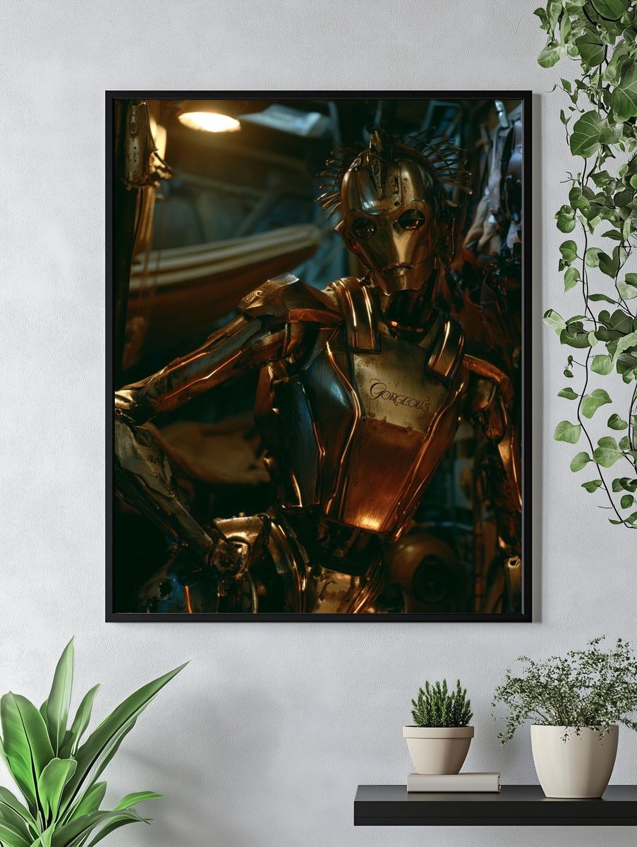 Golden Cyberpunk Android Poster. — room view 4