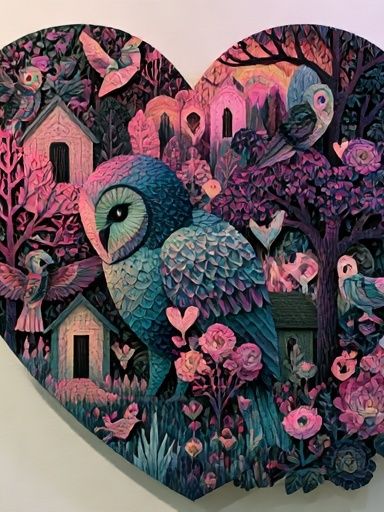 Owl Garden Heart Illustration Poster. poster detail