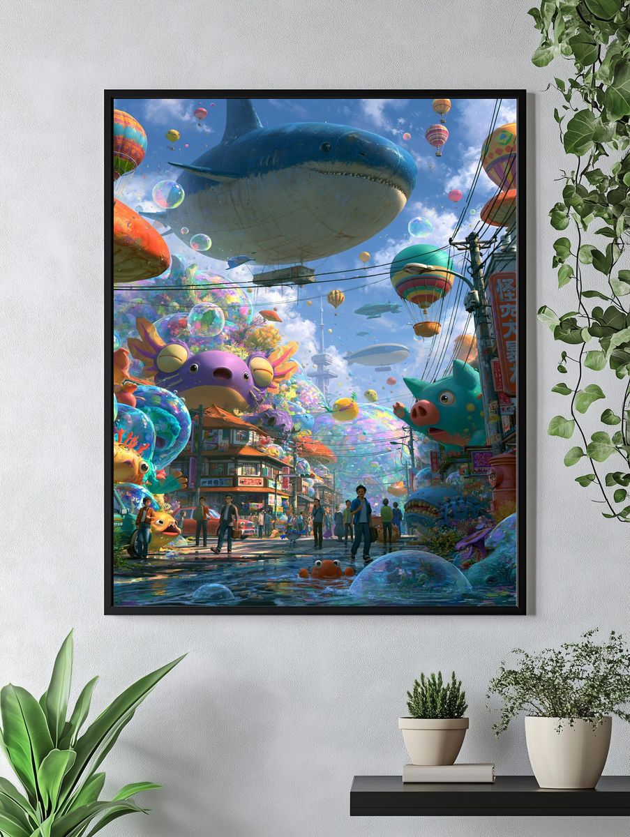 Whimsical Sky City Fantasy Poster. — room view 4