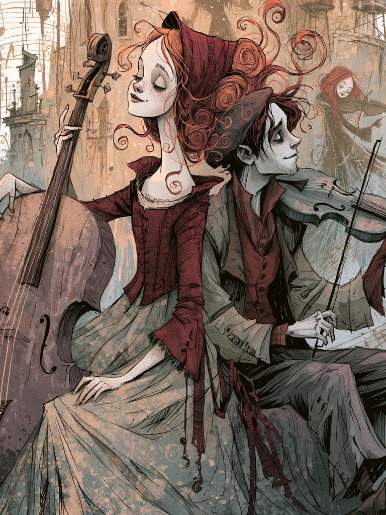 Gothic Musicians Illustration Poster. poster detail