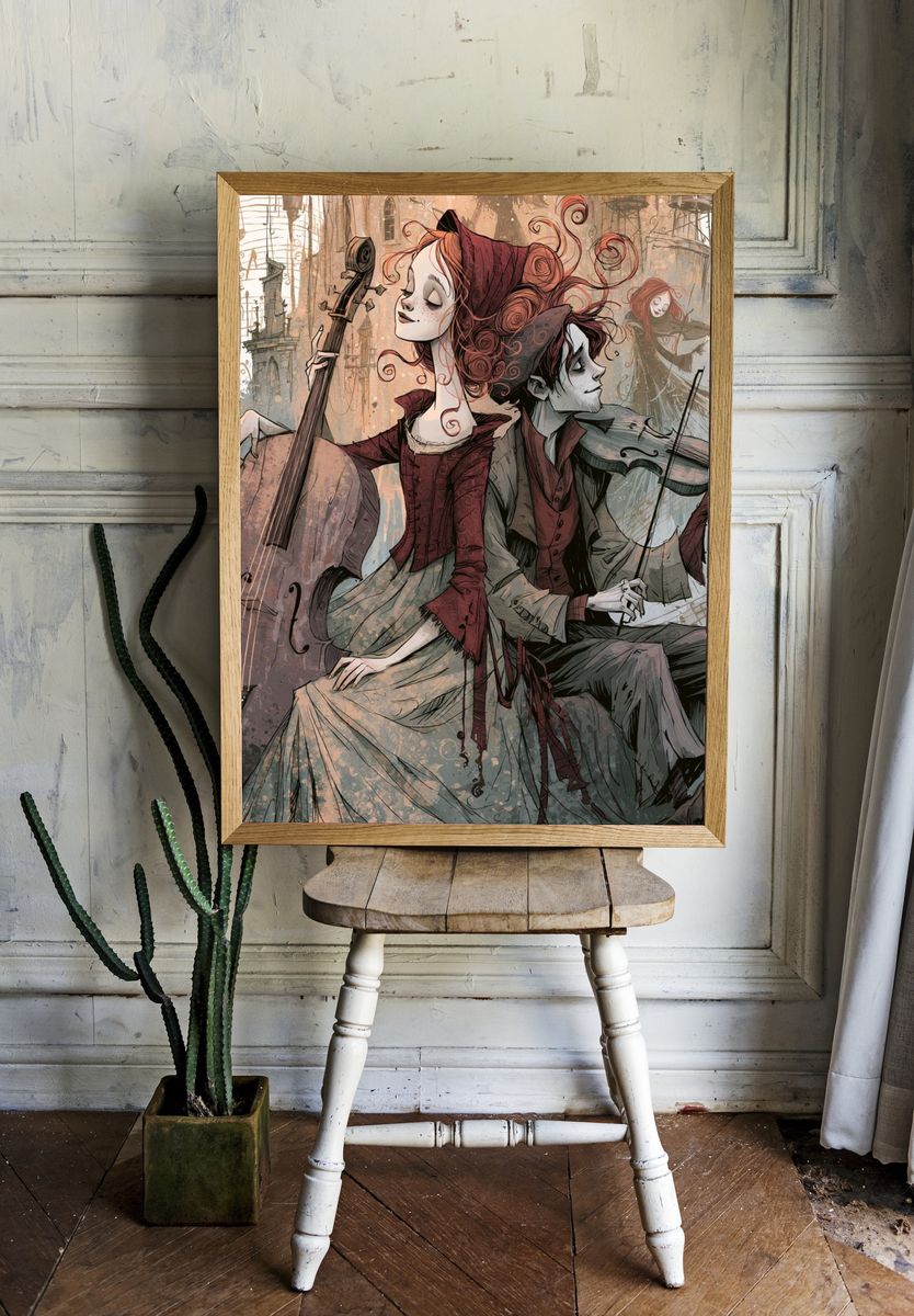 Gothic Musicians Illustration Poster. room preview