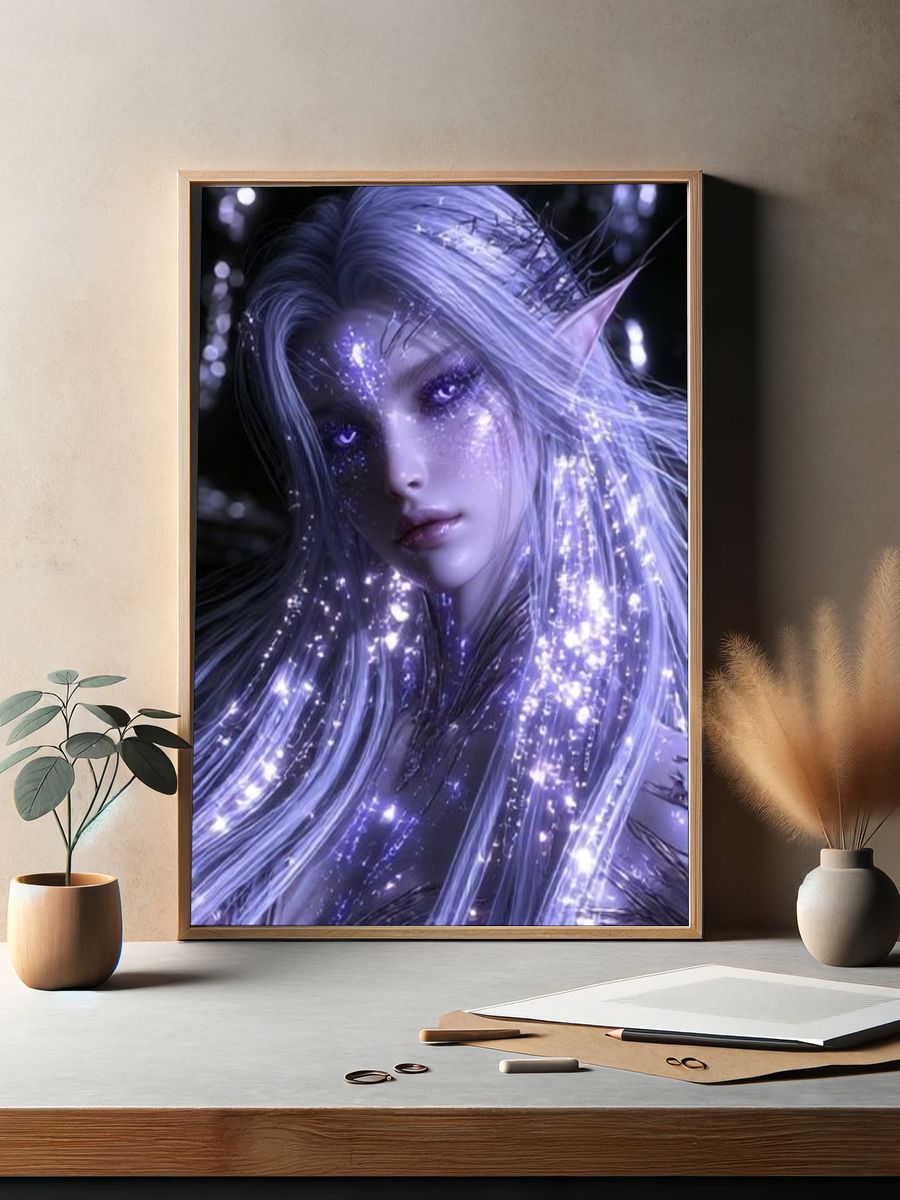 Mystic Elf Portrait Illustration Poster. — room view 2