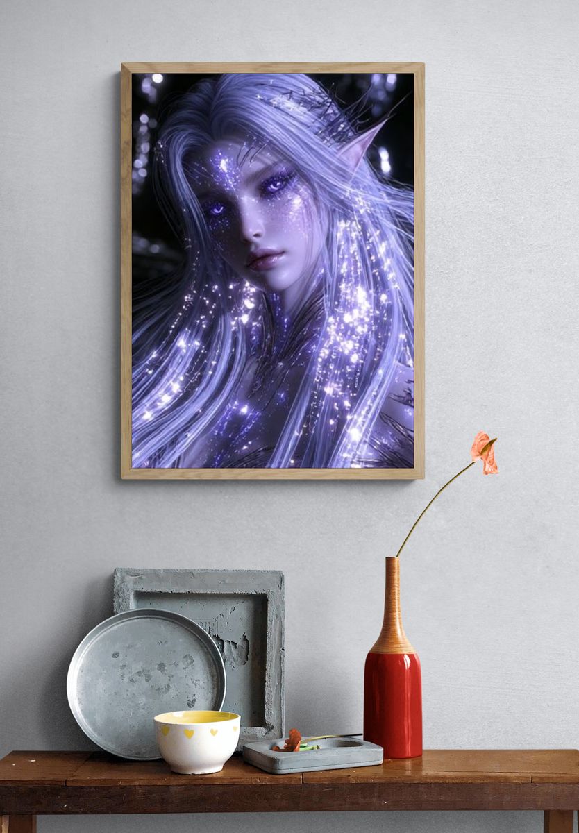 Mystic Elf Portrait Illustration Poster. — room view 3