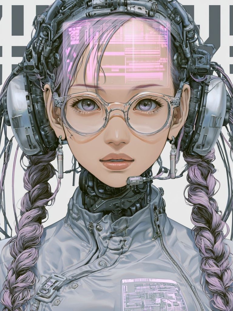Cyberpunk Girl Portrait Poster. poster detail