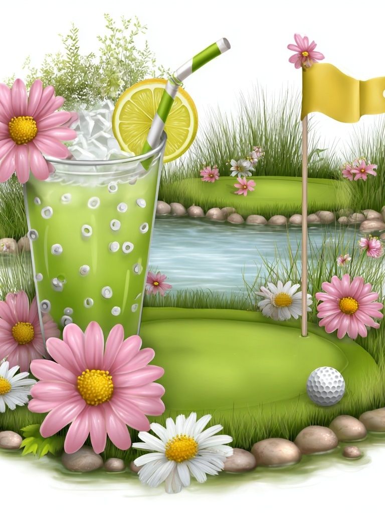 Floral Golf Cocktail Illustration Poster. poster detail