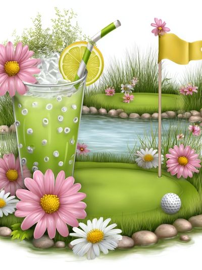 Floral Golf Cocktail Illustration Poster. poster print