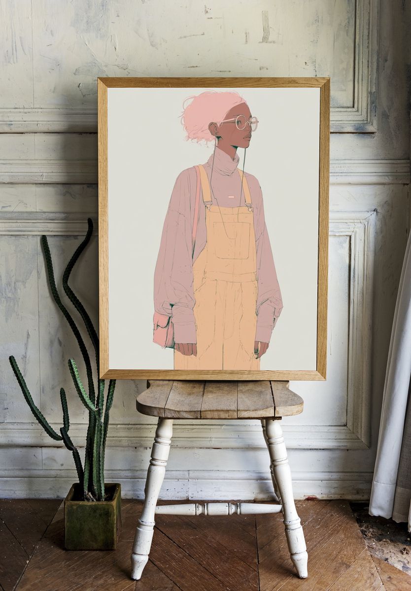 Pastel Fashion Portrait Print. room preview
