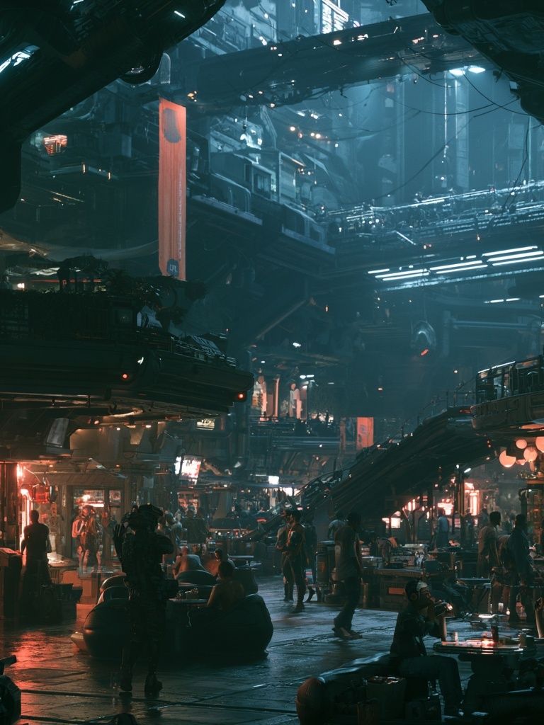 Cyberpunk Night Market Poster. poster — illustration art