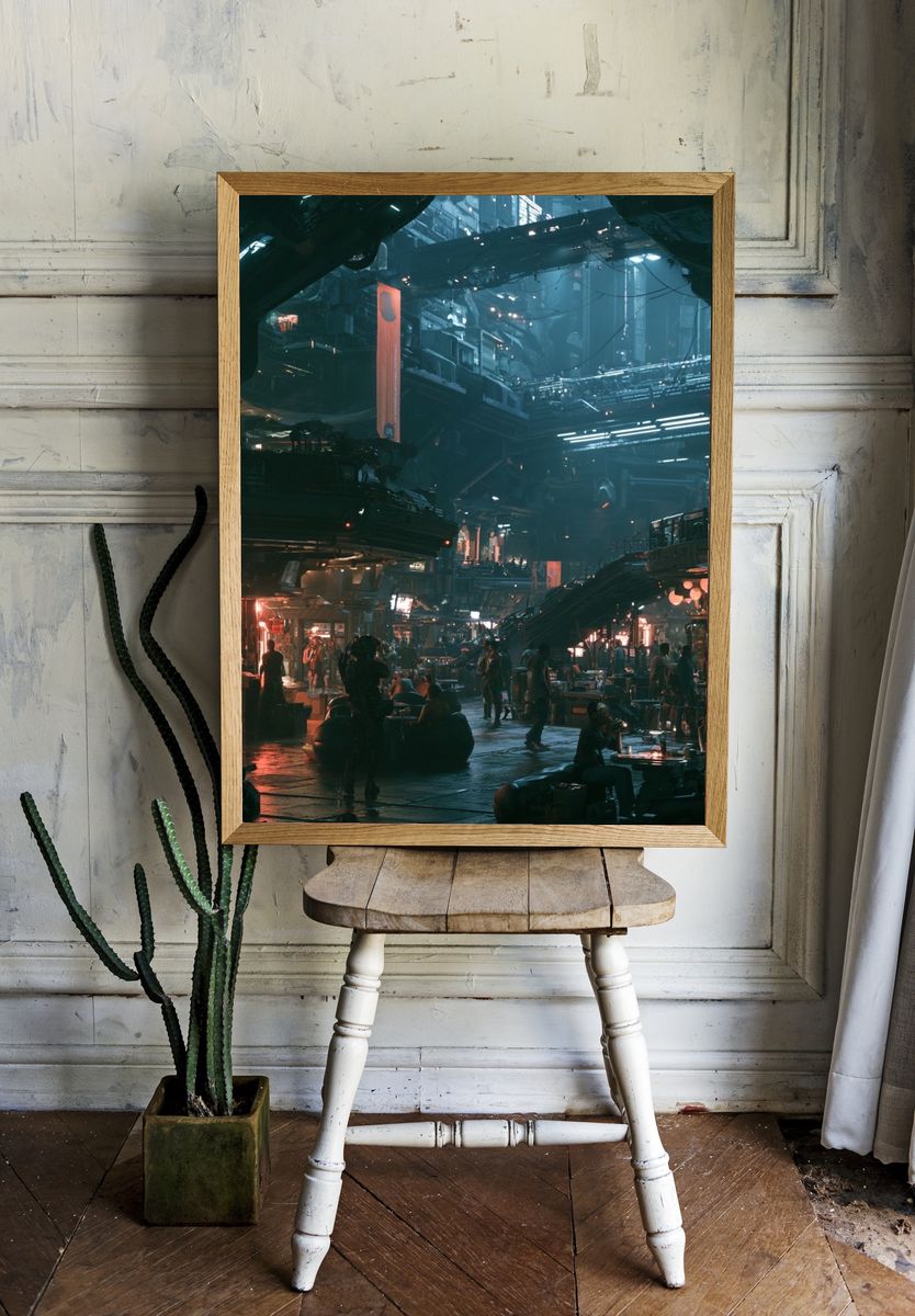 Cyberpunk Night Market Poster. — room view 1