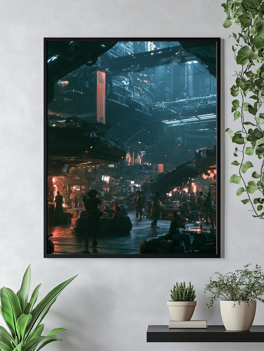 Cyberpunk Night Market Poster. — room view 4