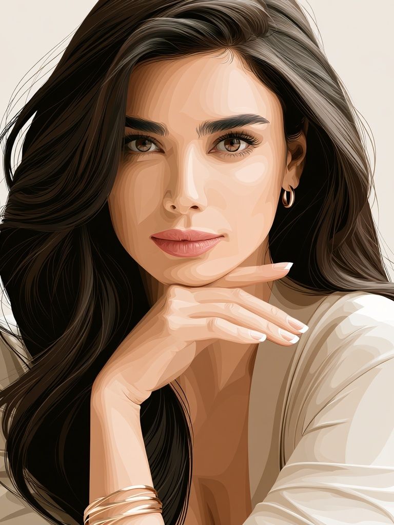 Elegant Woman Portrait Print. poster — illustration art