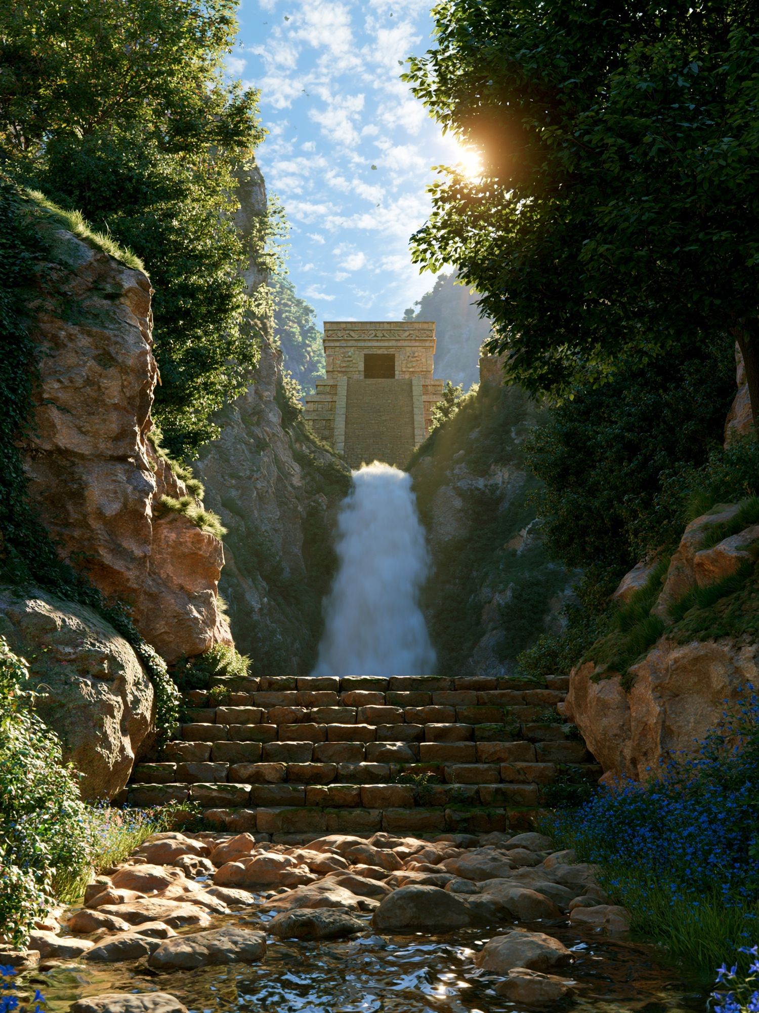 Hidden Temple Waterfall Poster. poster detail