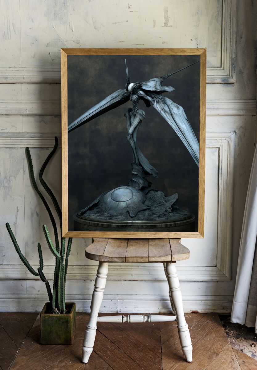 Alien Creature Sculpture Print. room preview