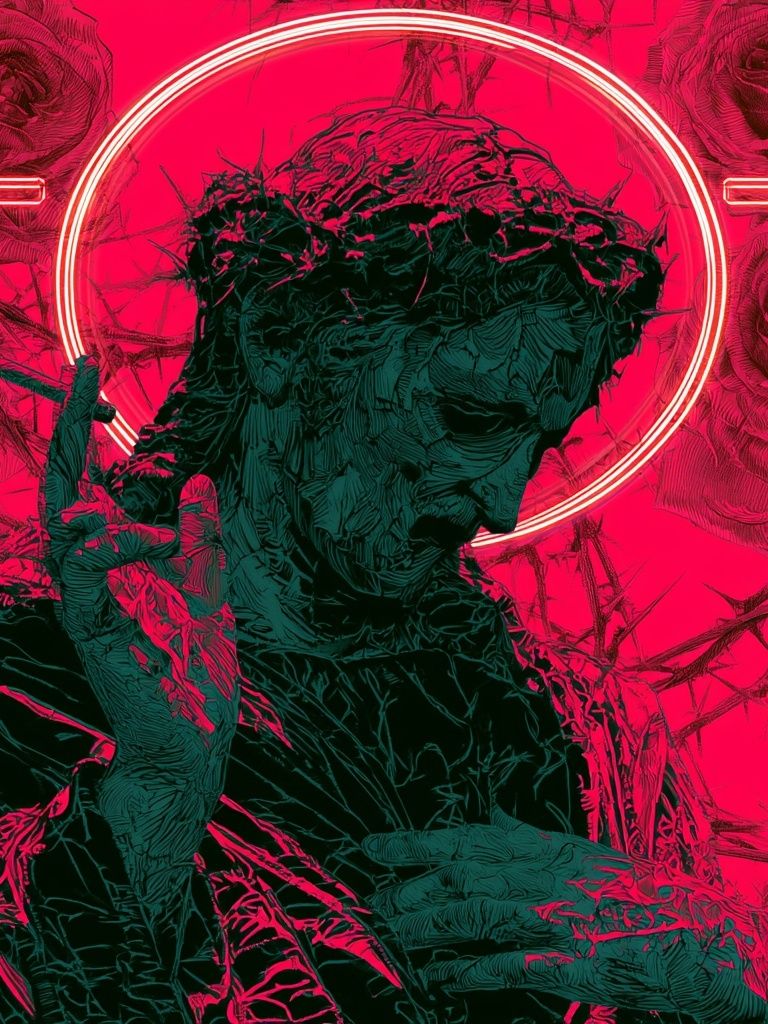 Neon Rose Statue Illustration Poster. poster — illustration art