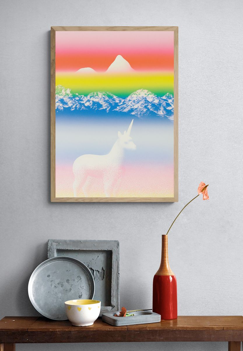 Dreamscape Unicorn Mountains Poster. — room view 3