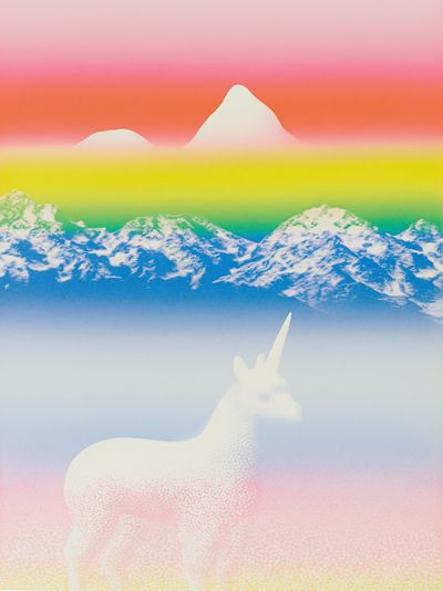 Dreamscape Unicorn Mountains Poster.