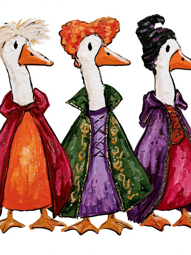 Fashion Ducks Illustration Poster. poster — illustration art