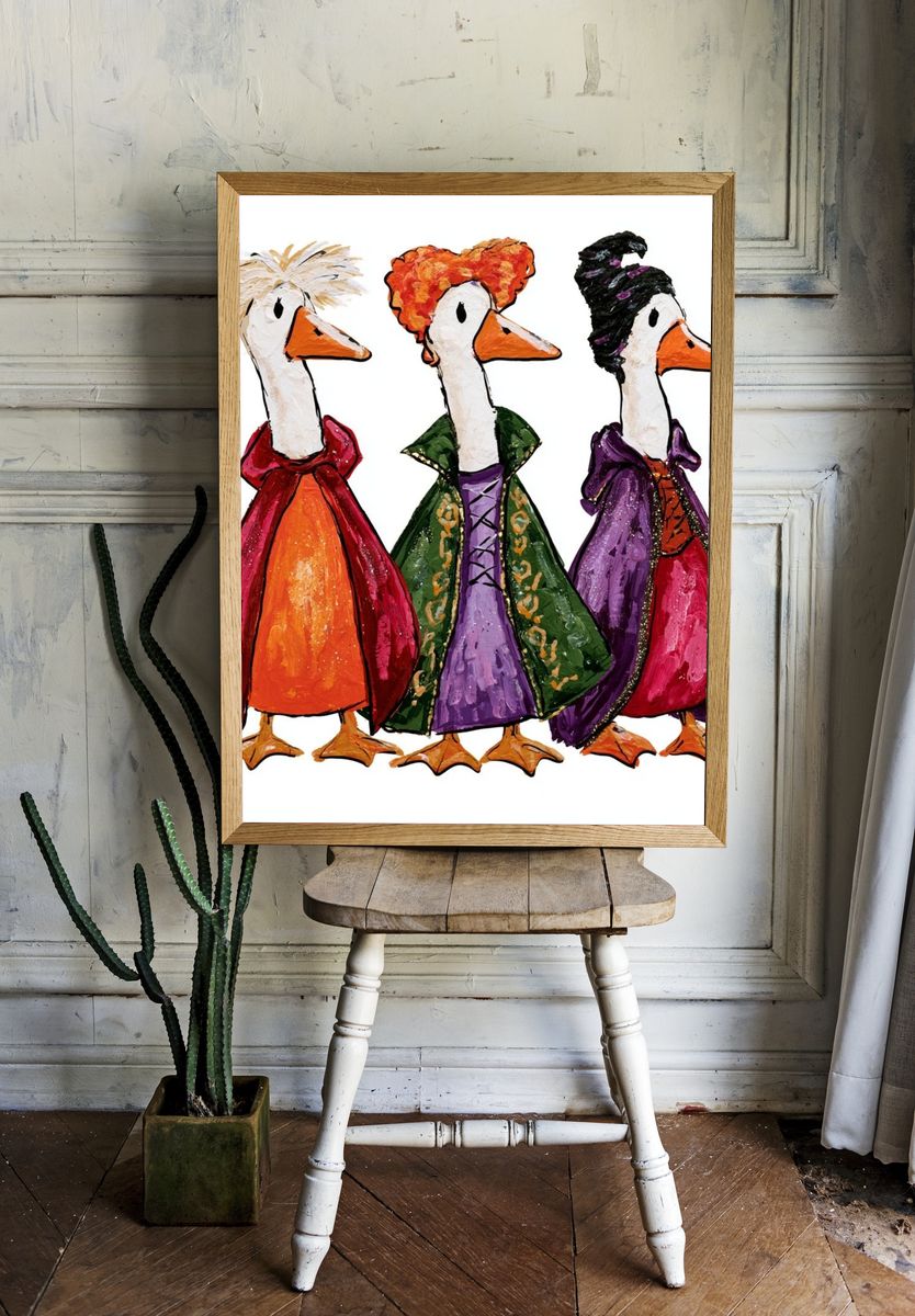 Fashion Ducks Illustration Poster. room preview