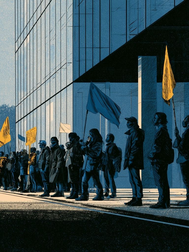 Urban Protest Scene Illustration Poster. poster detail