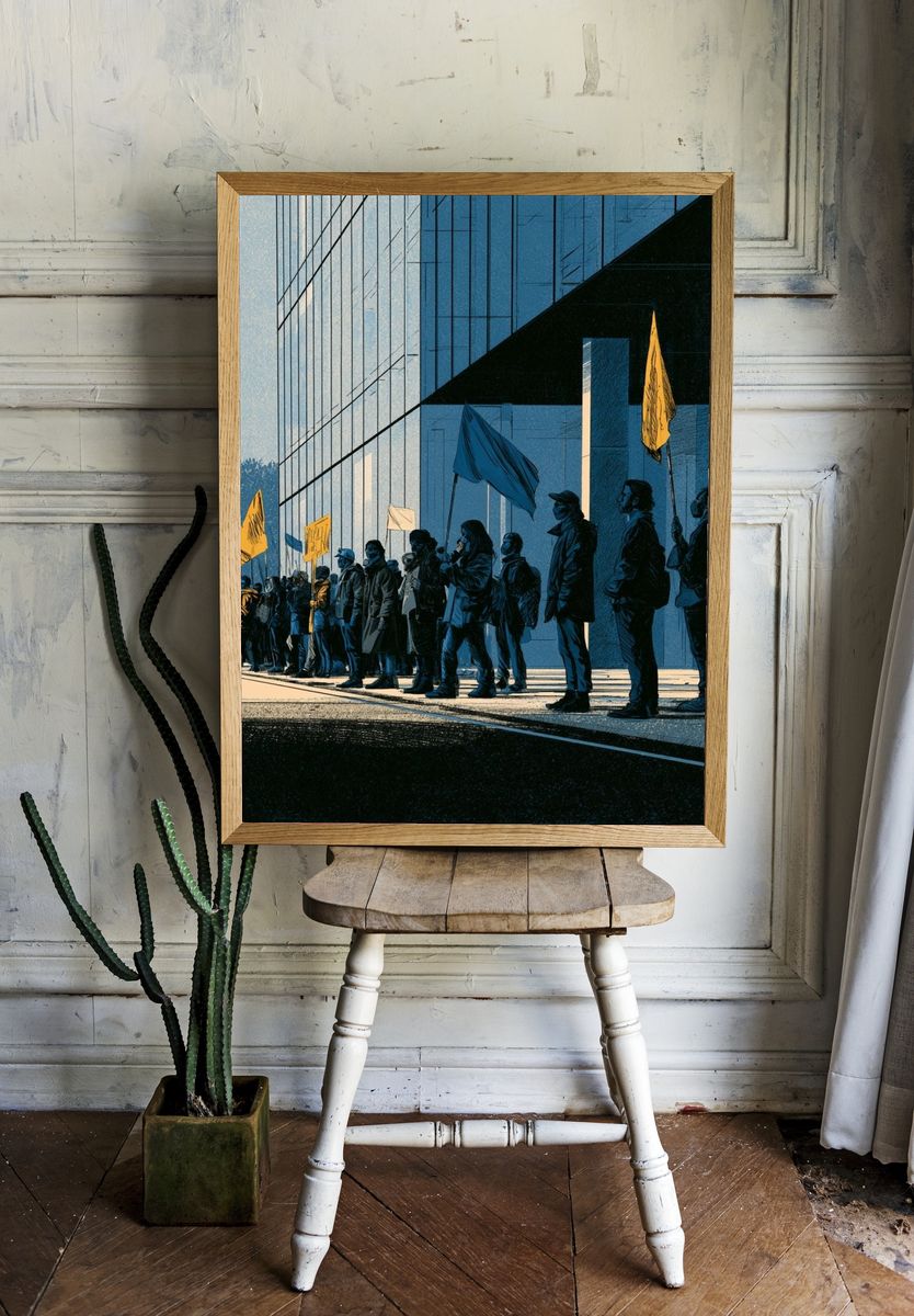 Urban Protest Scene Illustration Poster. room preview