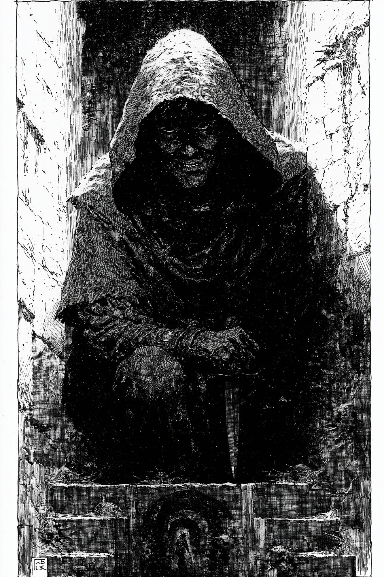 Hooded Figure Gothic Illustration Poster. poster — illustration art