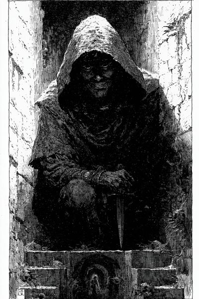 Hooded Figure Gothic Illustration Poster. poster