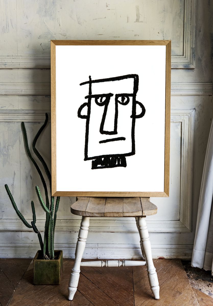 Abstract Face Line Art Poster. room preview