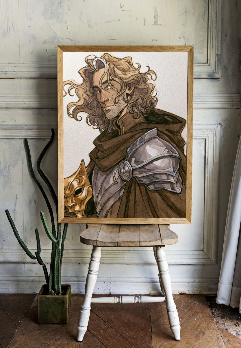 Fantasy Warrior Portrait Print. room preview