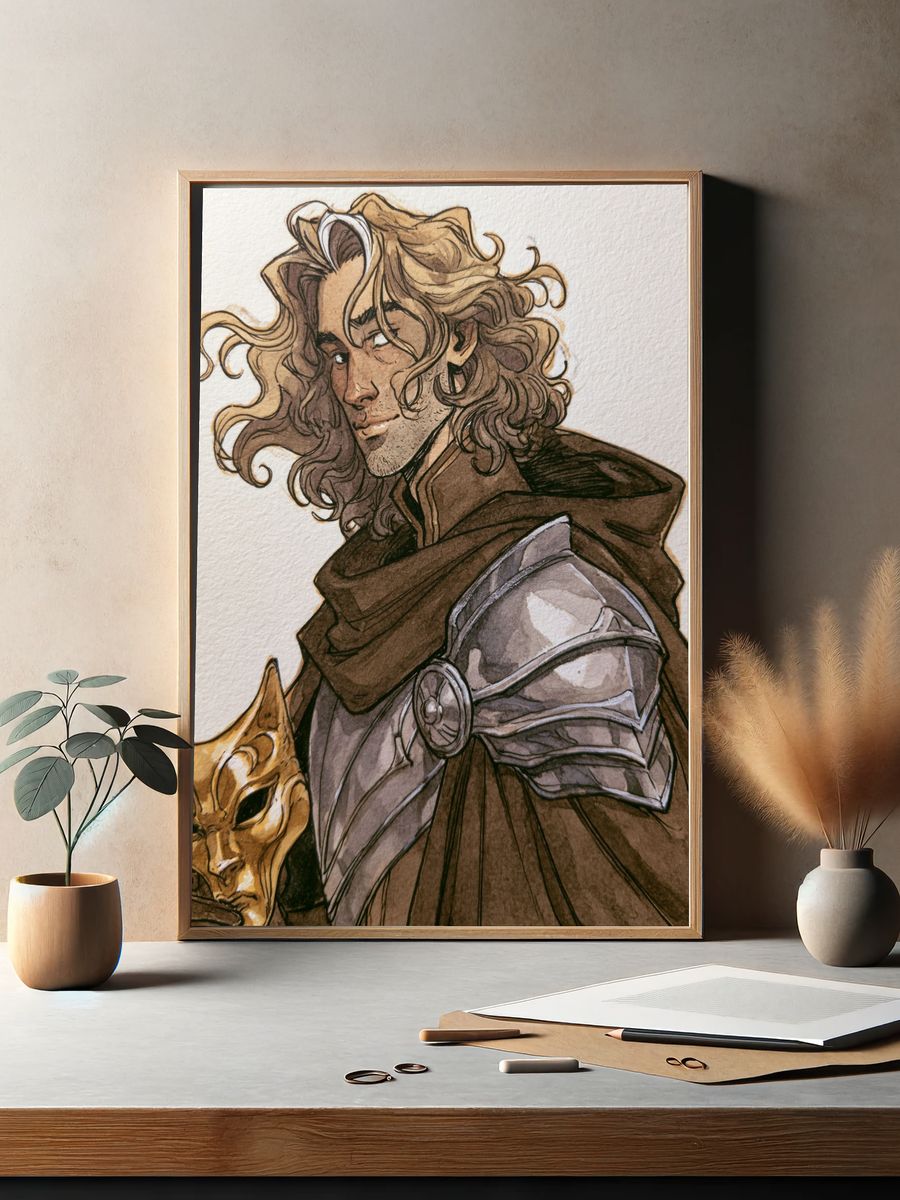 Fantasy Warrior Portrait Print. — room view 2