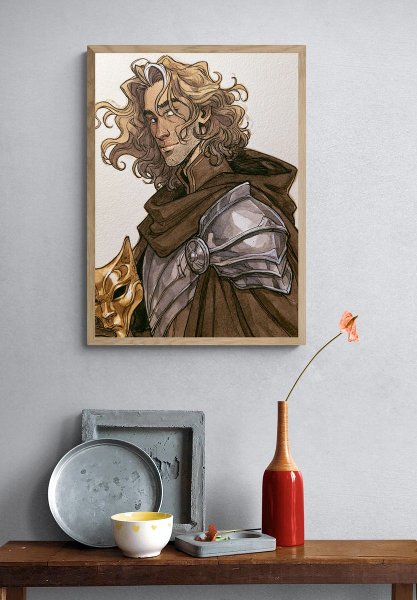 Fantasy Warrior Portrait Print. — room view 3