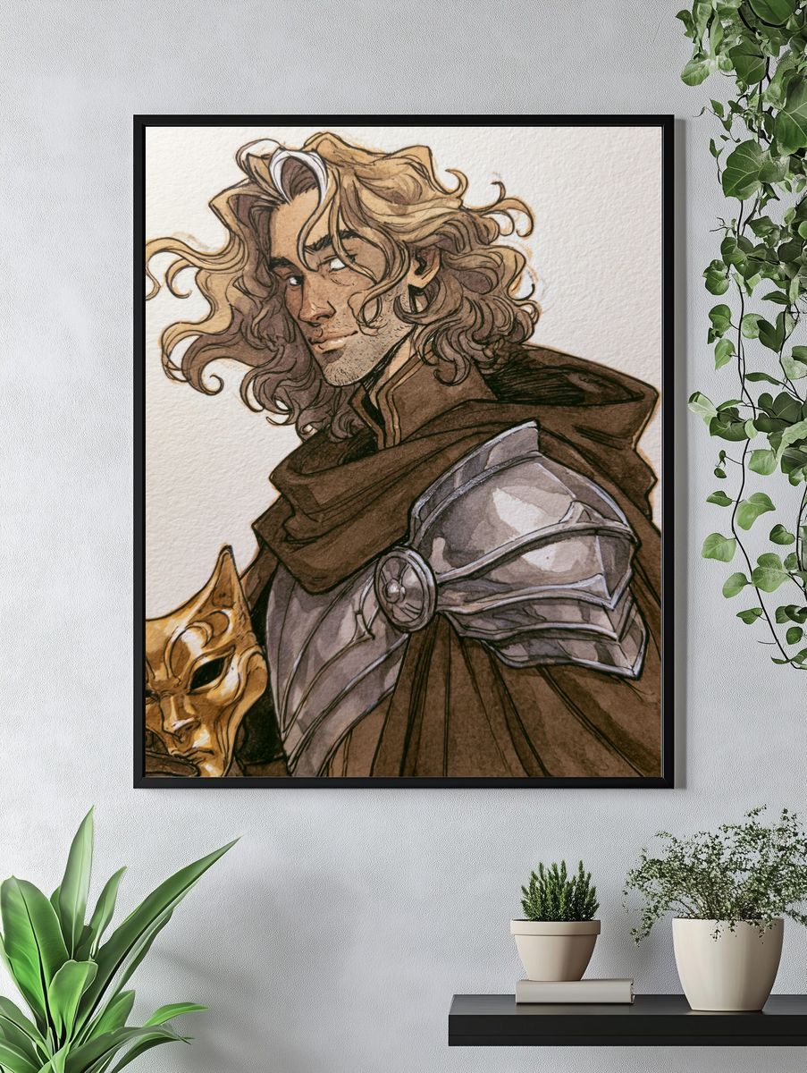 Fantasy Warrior Portrait Print. — room view 4