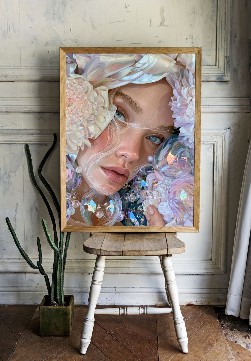 Dreamy Floral Portrait Print. — room view 1