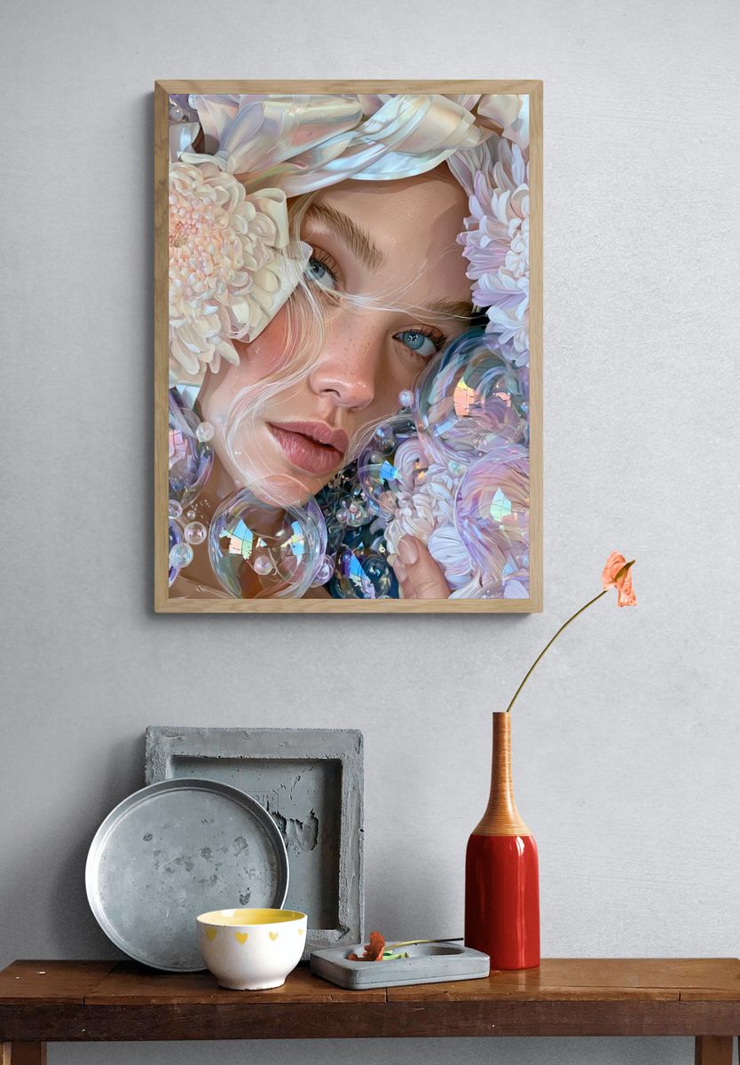 Dreamy Floral Portrait Print. — room view 3