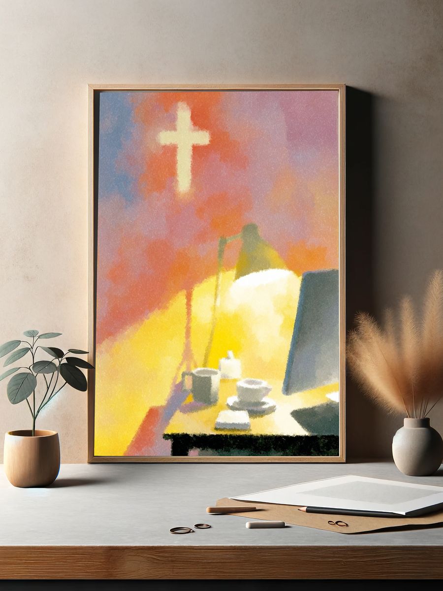 Prayer Desk Watercolor Print. — room view 2